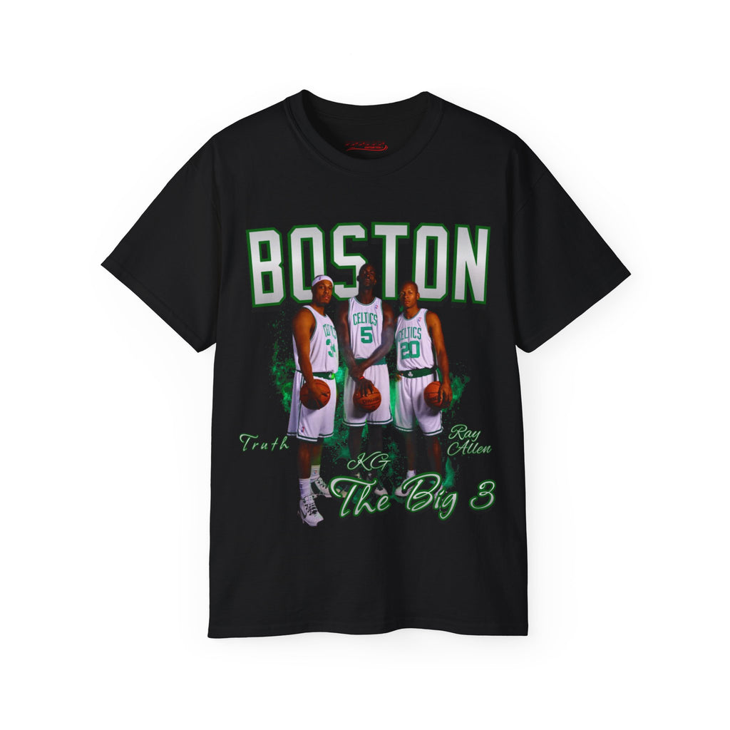 All Black Boston Celtics Big 3 Graphic Tee