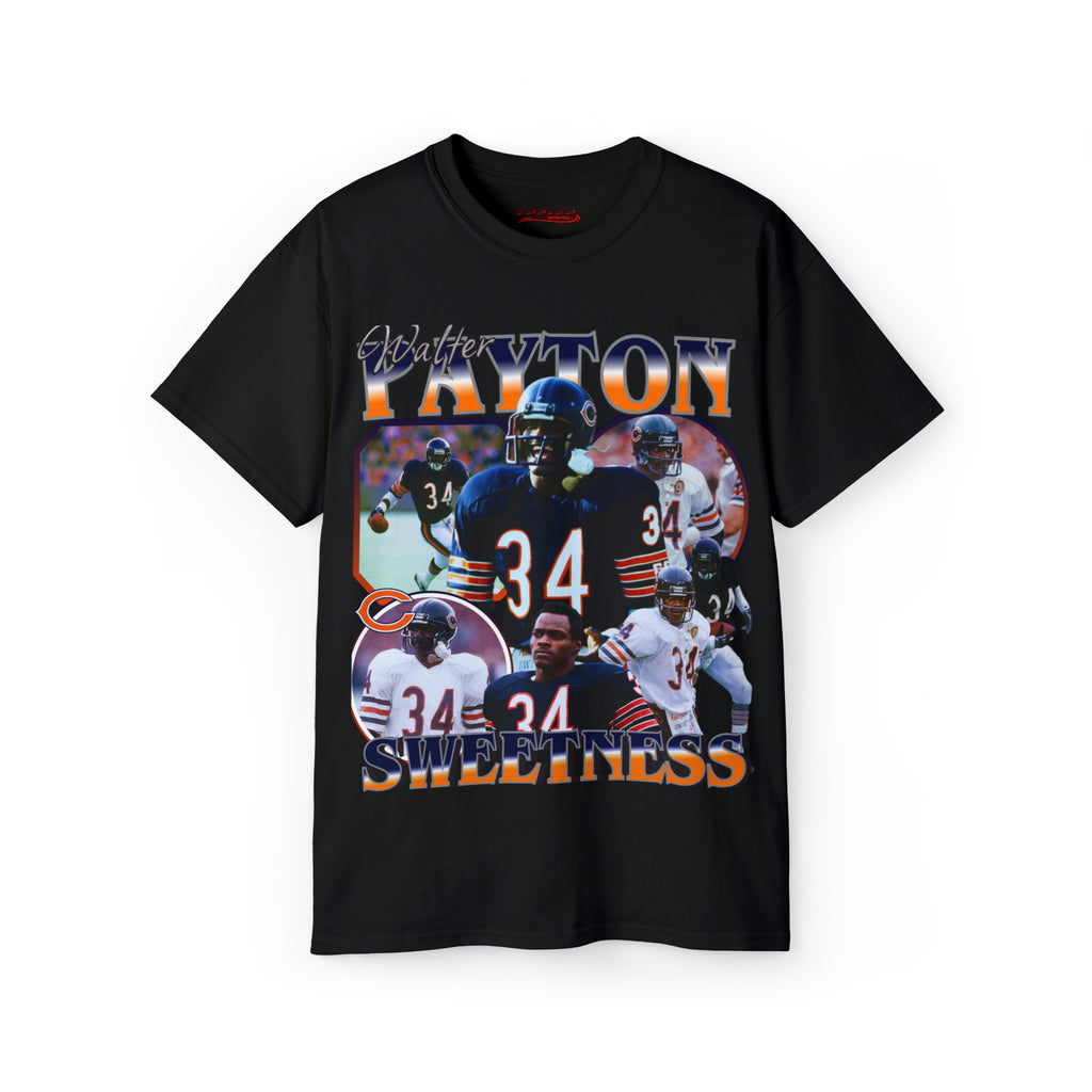 All Black Walter Payton Football T Shirt 