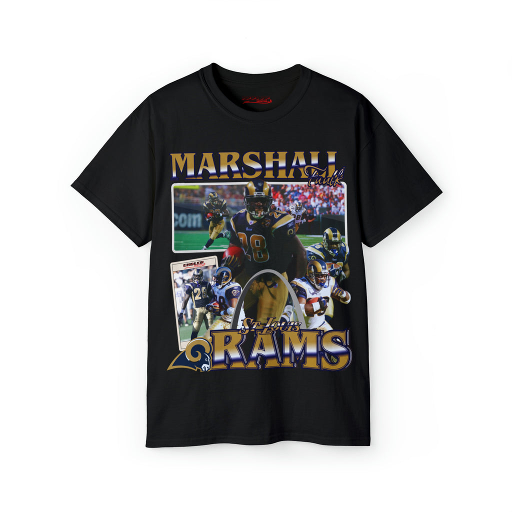 All Black Marshall Faulk Football T Shirt 