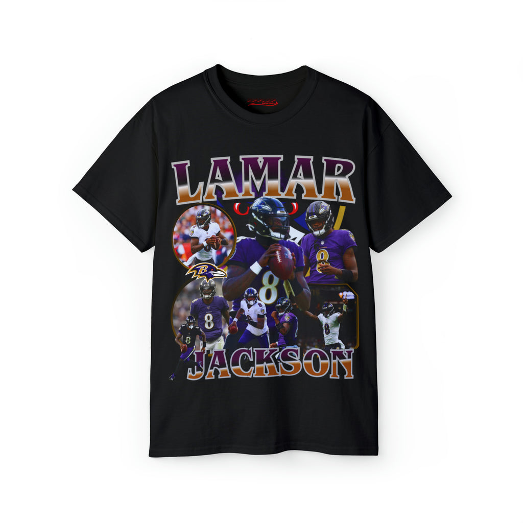 All Black Lamar Jackson Football T Shirt 